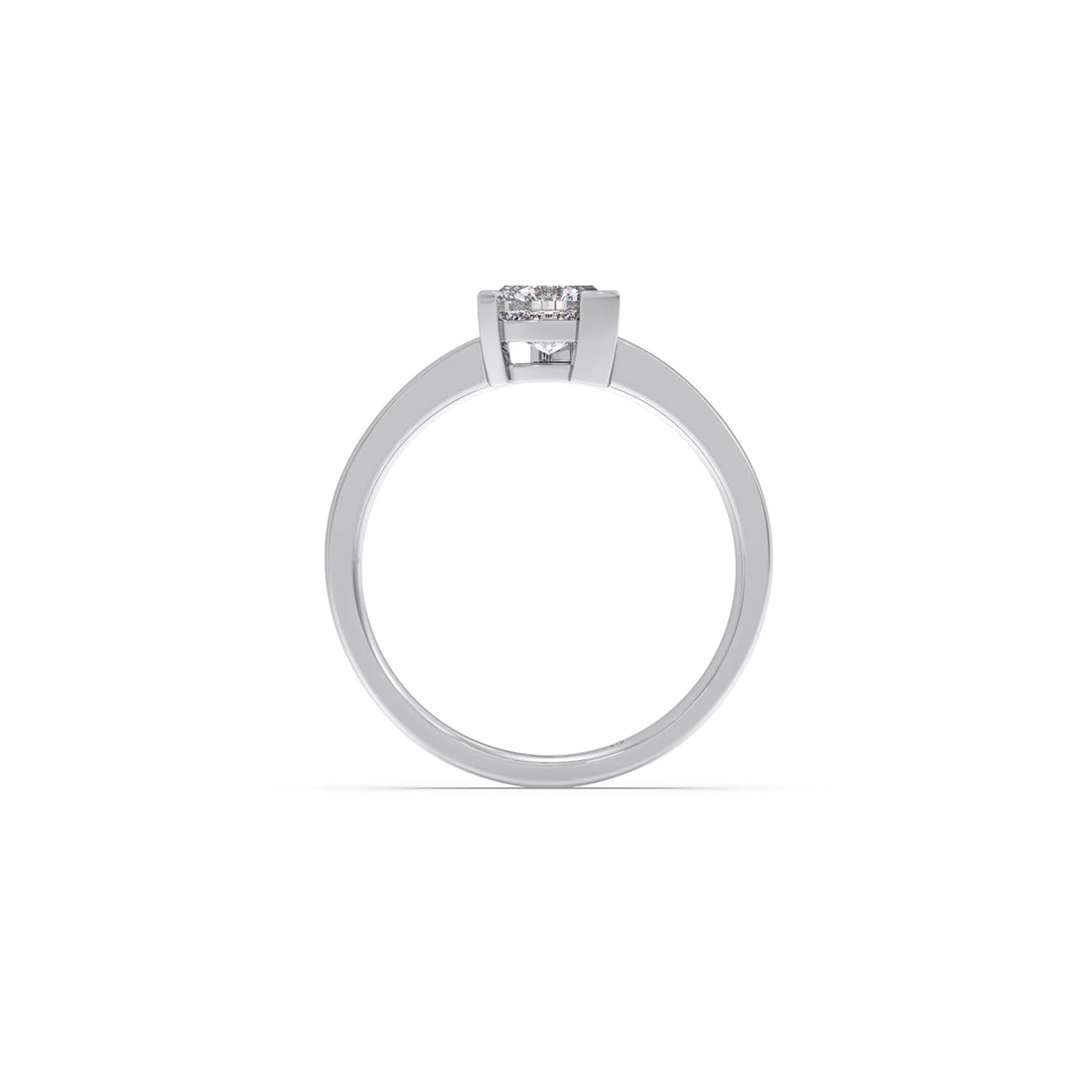 Half Bezel & Claw Prong Set Smallitaire Trillion Shape Diamond Ring