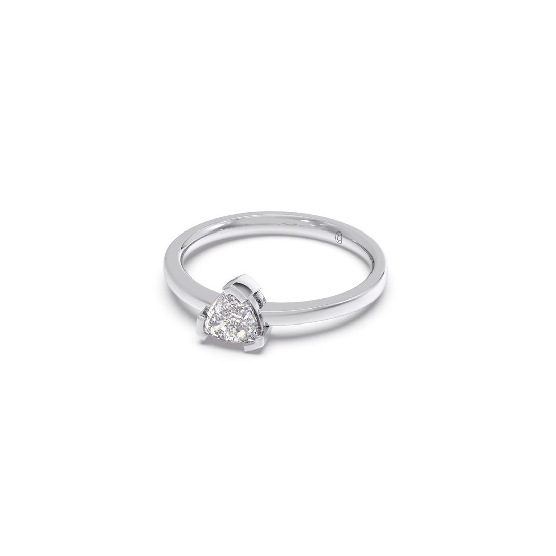 Half Bezel & Claw Prong Set Smallitaire Trillion Shape Diamond Ring