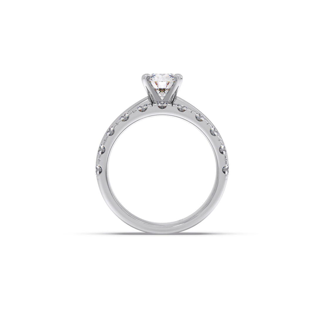 Round Solitaire Diamond Bridal Set with Accented Band