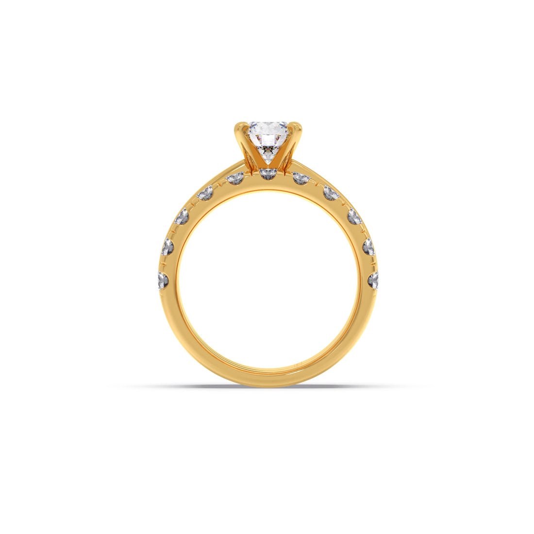Round Solitaire Diamond Bridal Set with Accented Band