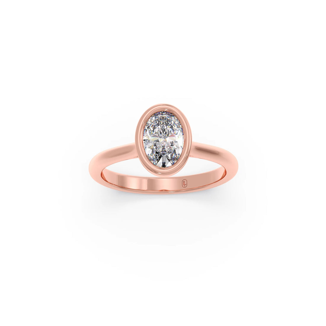 1 ct Bezel setting Oval Cut Solitaire Ring