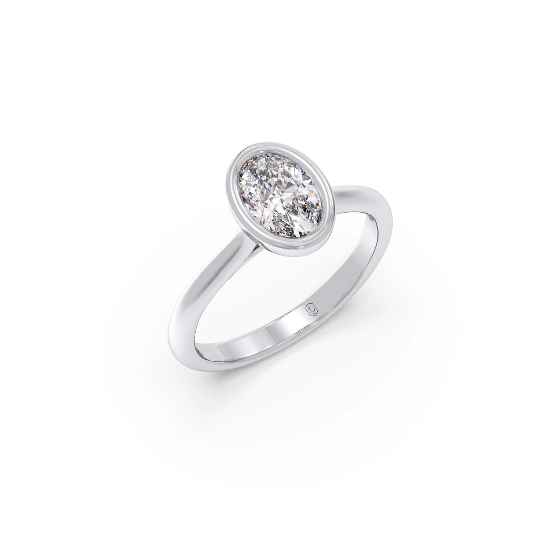 1 ct Bezel setting Oval Cut Solitaire Ring