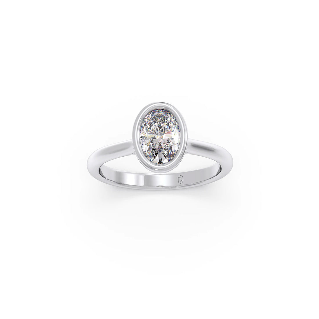 1 ct Bezel setting Oval Cut Solitaire Ring