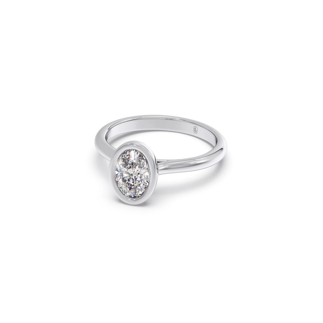 1 ct Bezel setting Oval Cut Solitaire Ring