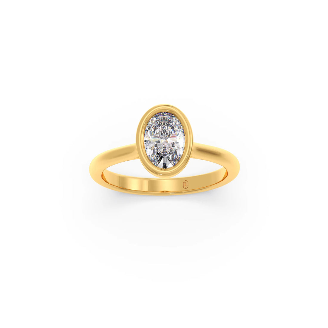 1 ct Bezel setting Oval Cut Solitaire Ring