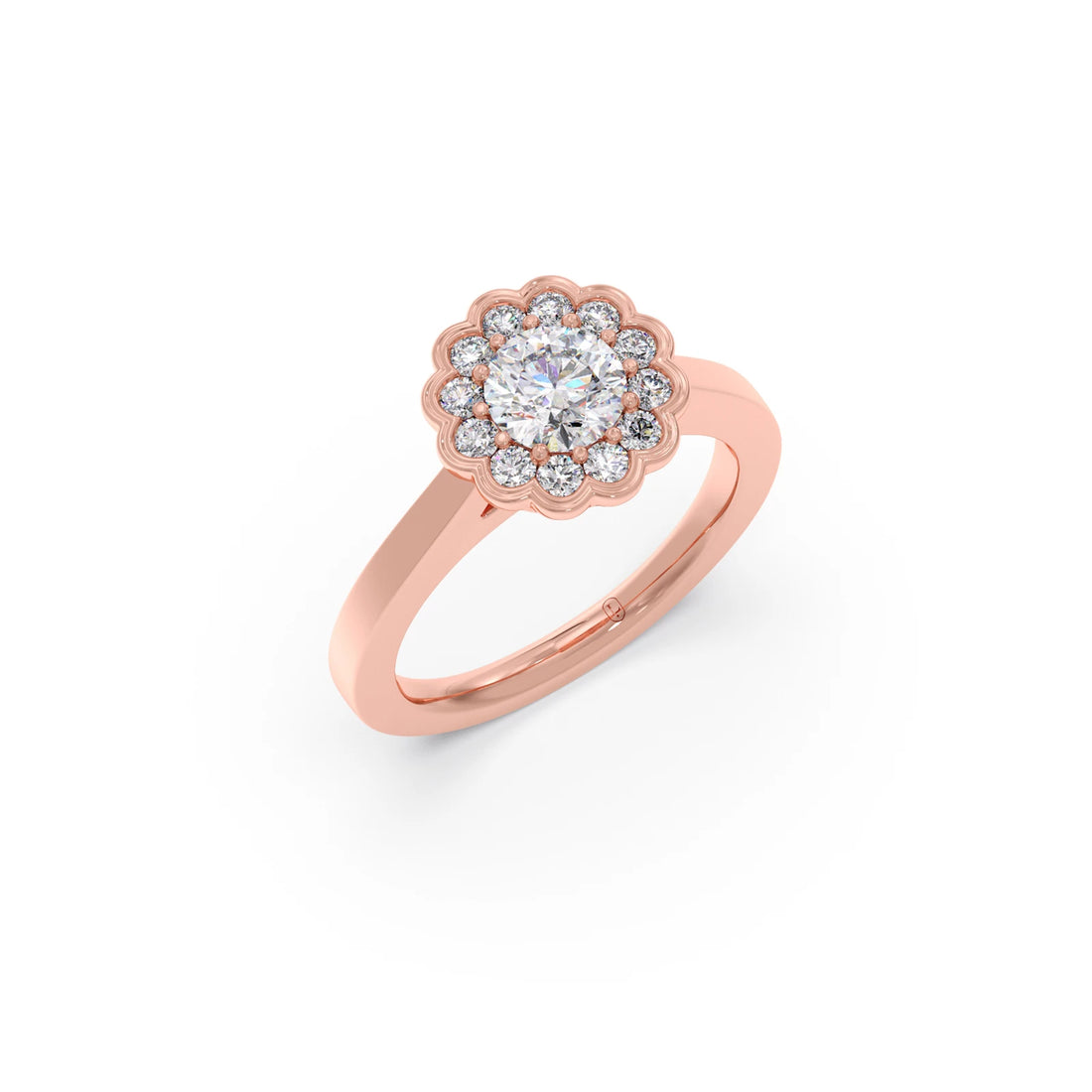 Round Solitaire with Accent Diamonds Ring