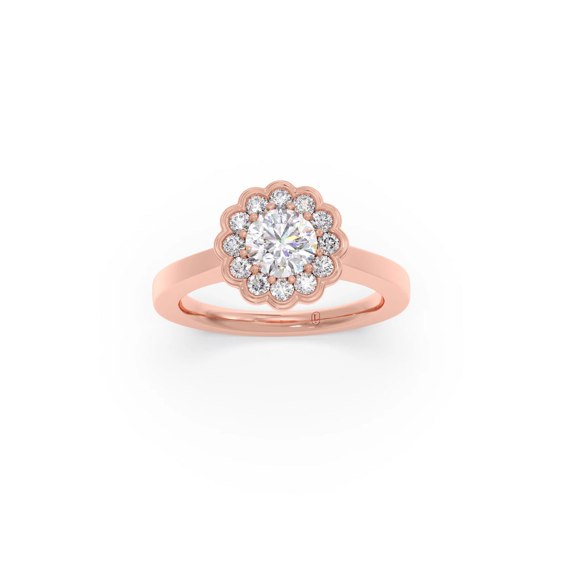 Round Solitaire with Accent Diamonds Ring