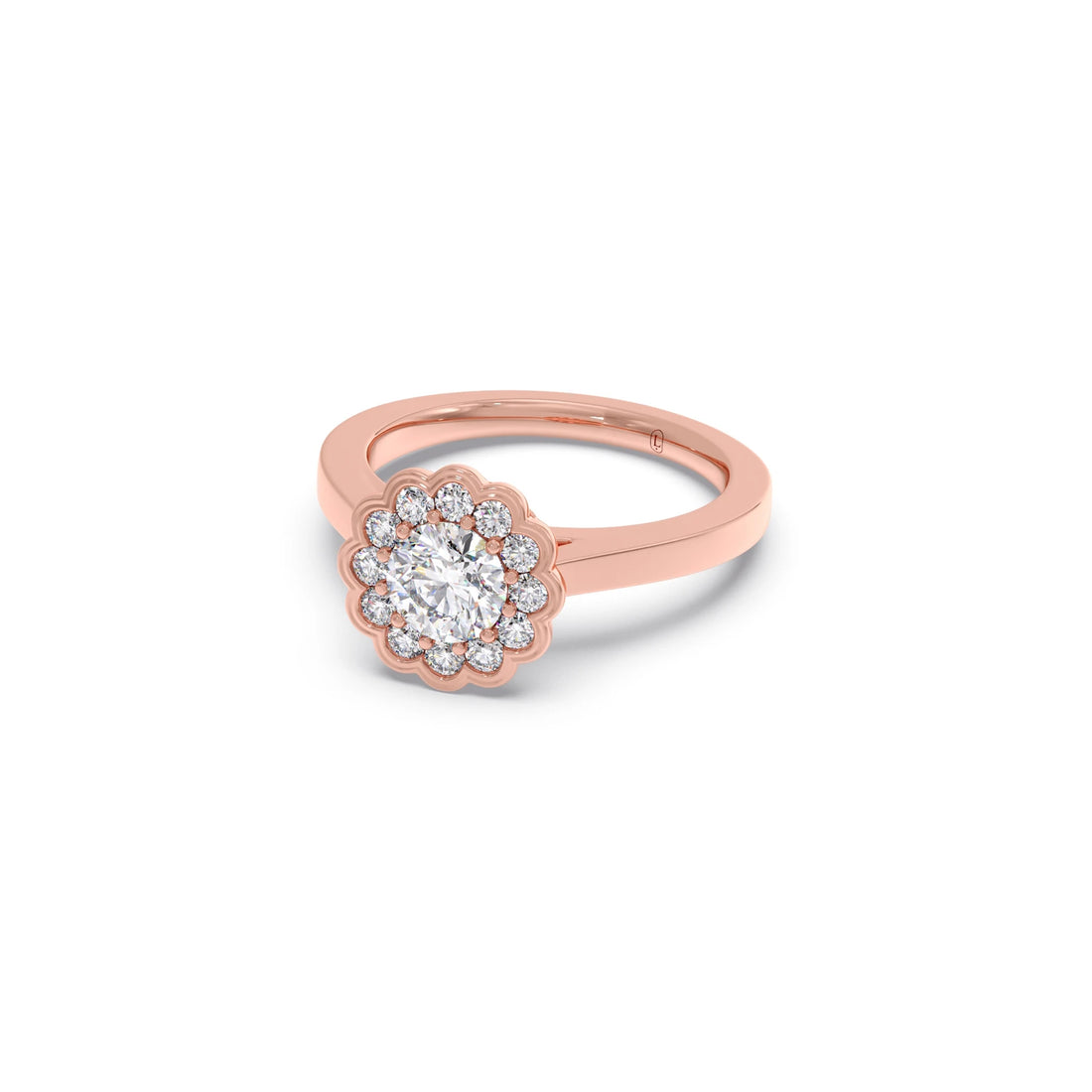 Round Solitaire with Accent Diamonds Ring