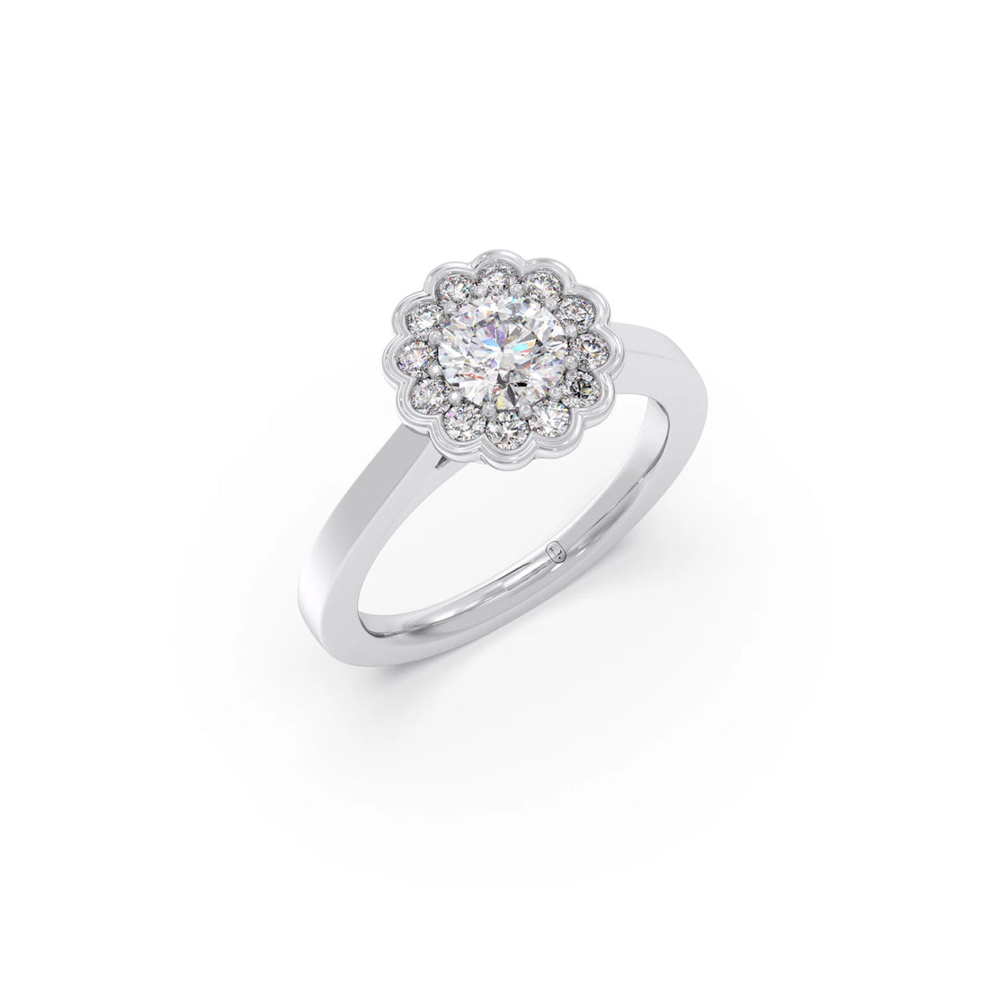 Round Solitaire with Accent Diamonds Ring