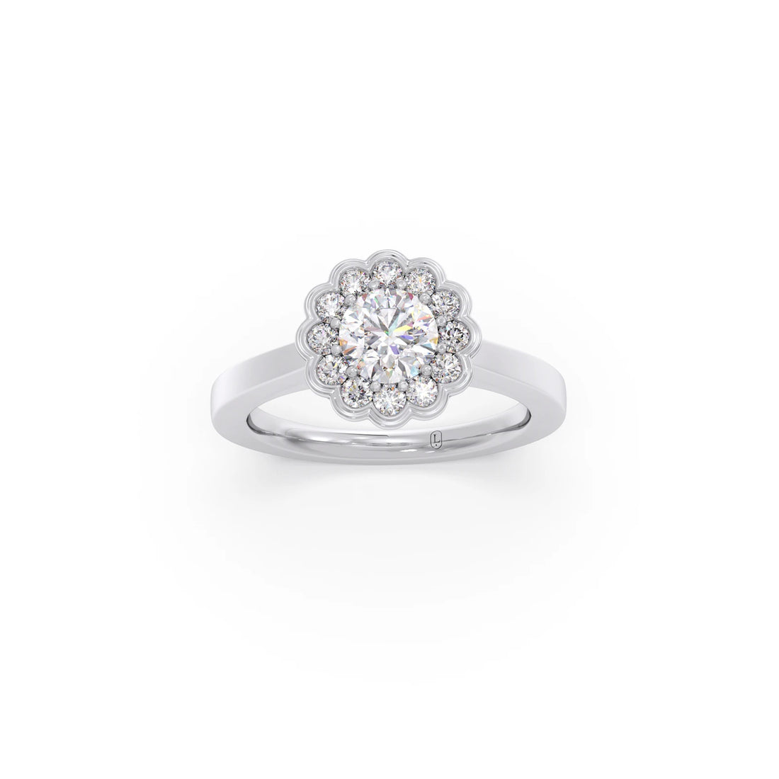 Round Solitaire with Accent Diamonds Ring