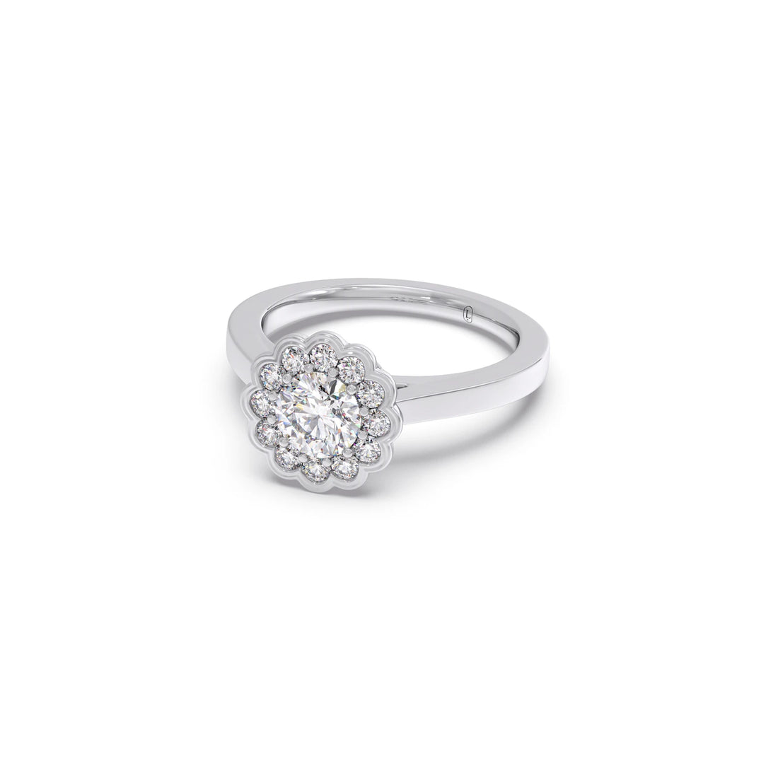 Round Solitaire with Accent Diamonds Ring