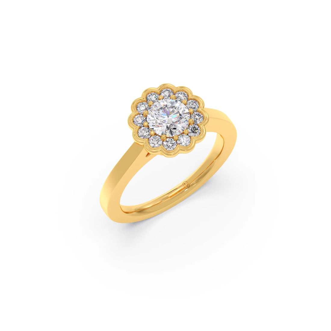 Round Solitaire with Accent Diamonds Ring