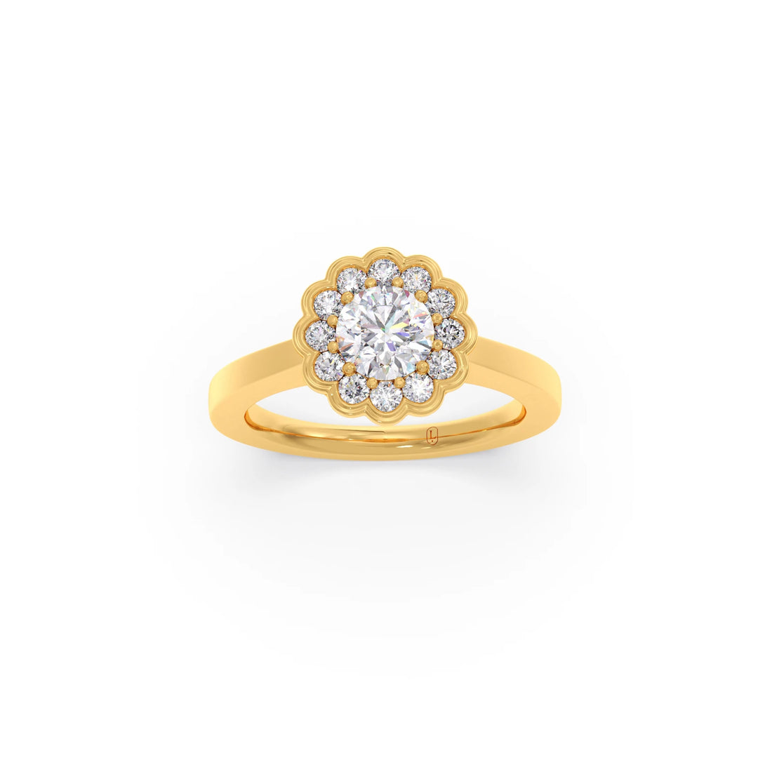 Round Solitaire with Accent Diamonds Ring