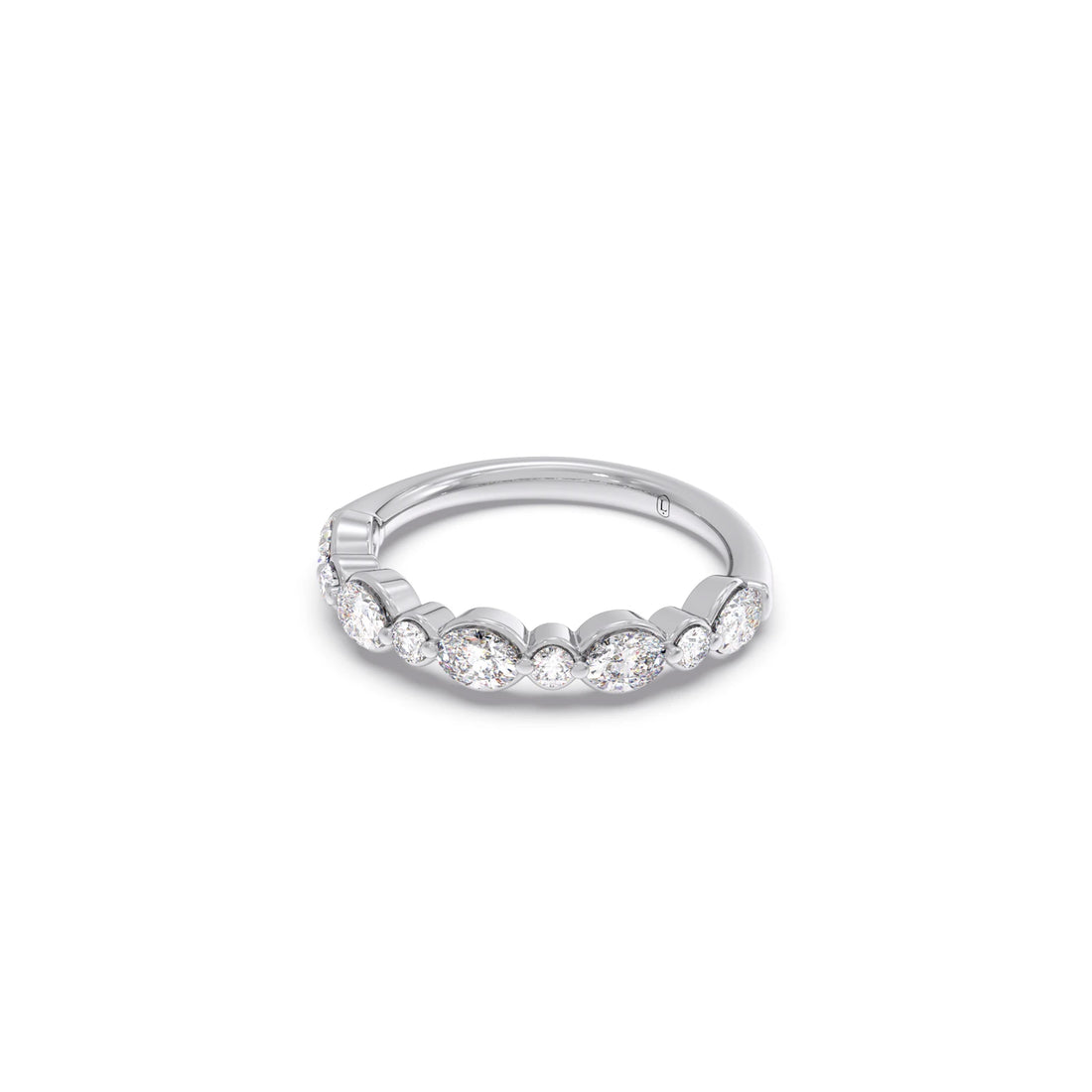 Round and Oval Diamond Half Eternity Band