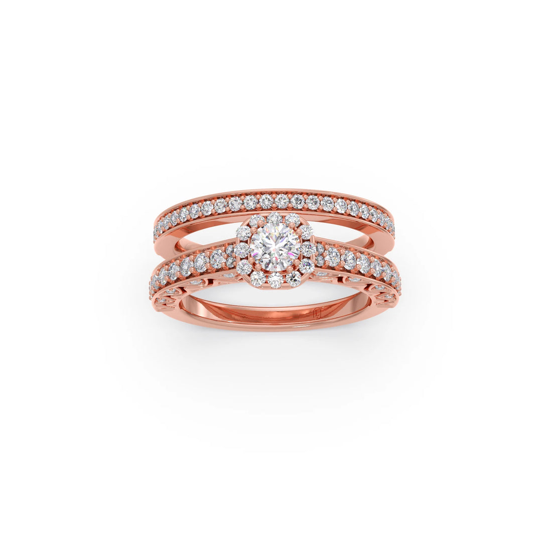 Round Solitaire Diamond Stackable Ring with Side Diamonds