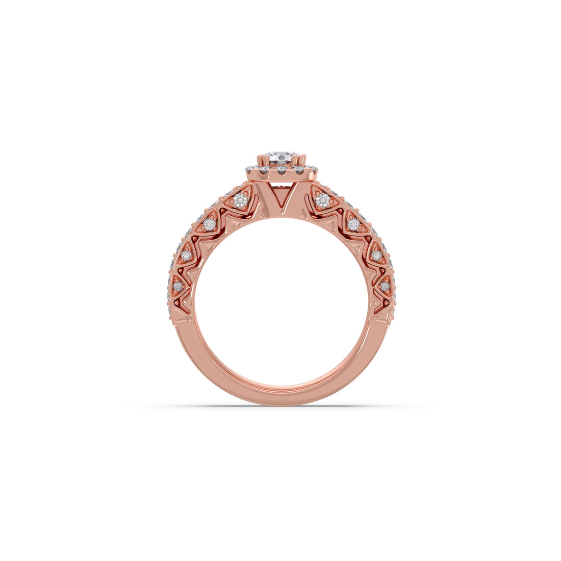 Round Solitaire Diamond Stackable Ring with Side Diamonds
