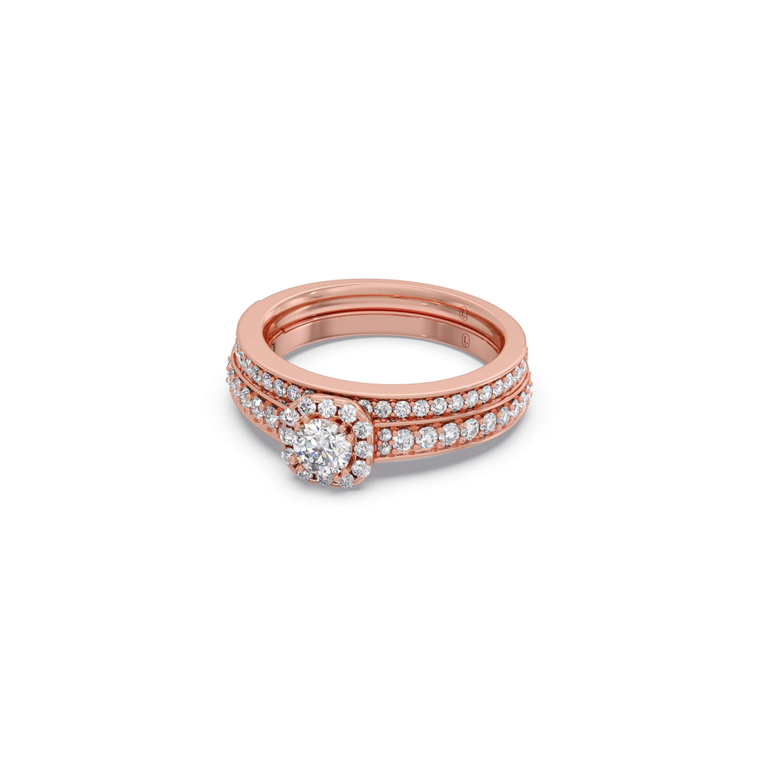 Round Solitaire Diamond Stackable Ring with Side Diamonds