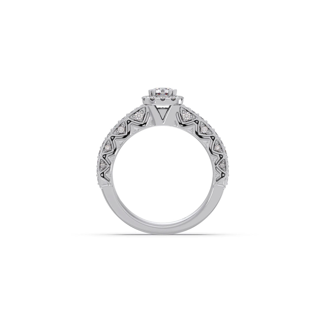 Round Solitaire Diamond Stackable Ring with Side Diamonds
