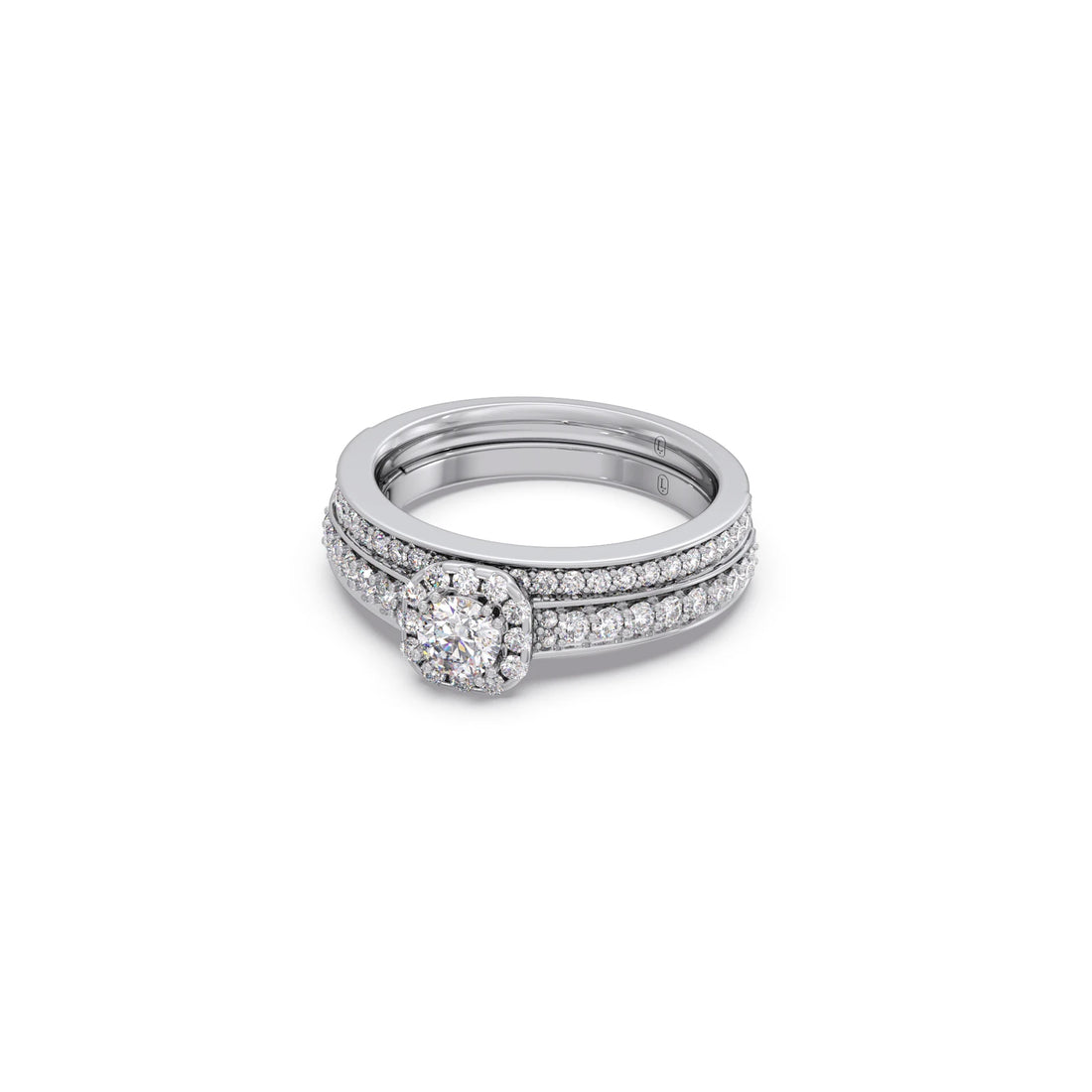 Round Solitaire Diamond Stackable Ring with Side Diamonds