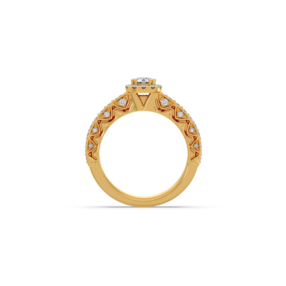 Round Solitaire Diamond Stackable Ring with Side Diamonds