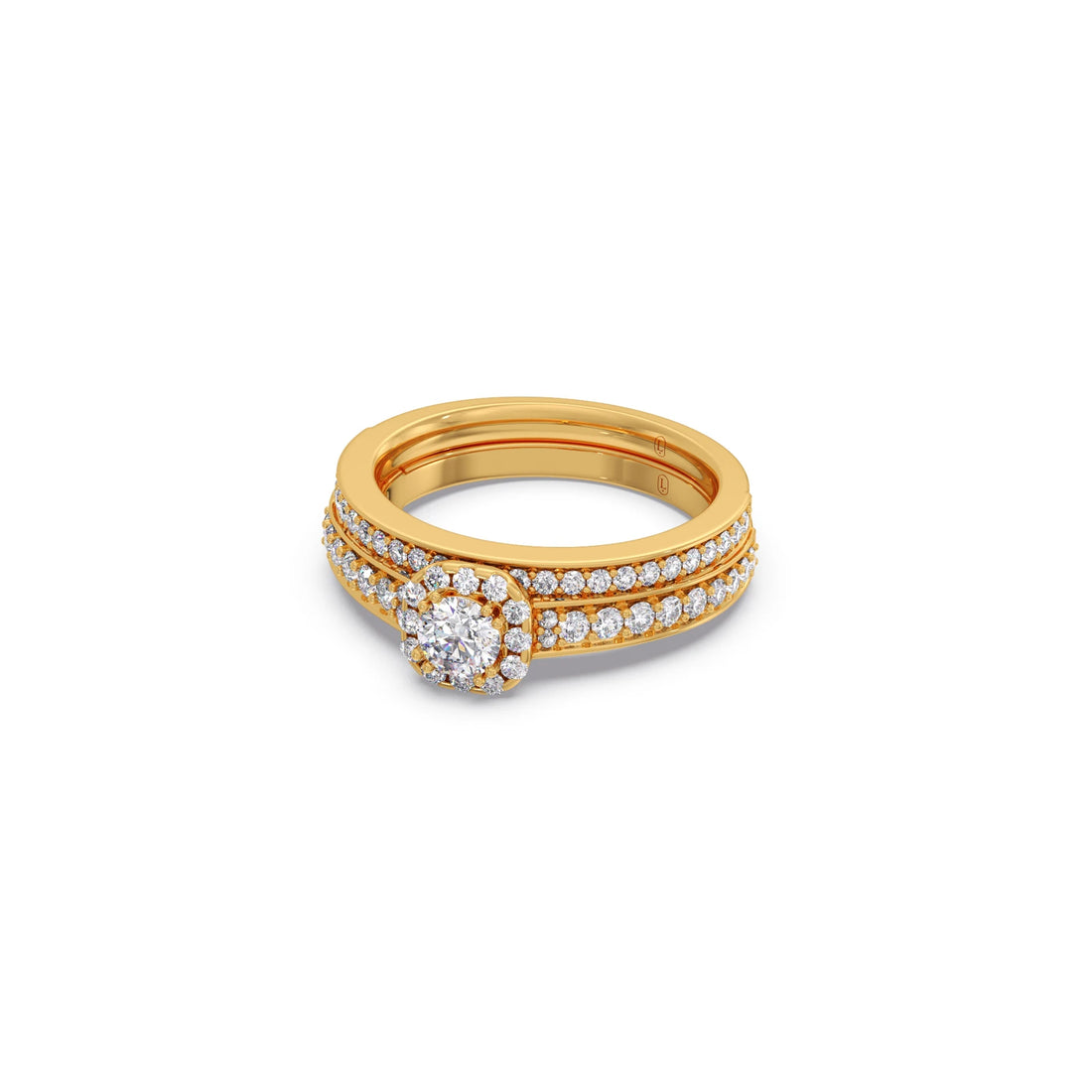 Round Solitaire Diamond Stackable Ring with Side Diamonds