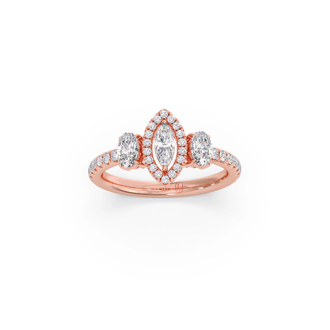 Trilogy Marquise Center with Oval and Round Accents Ring 0.84 Ct