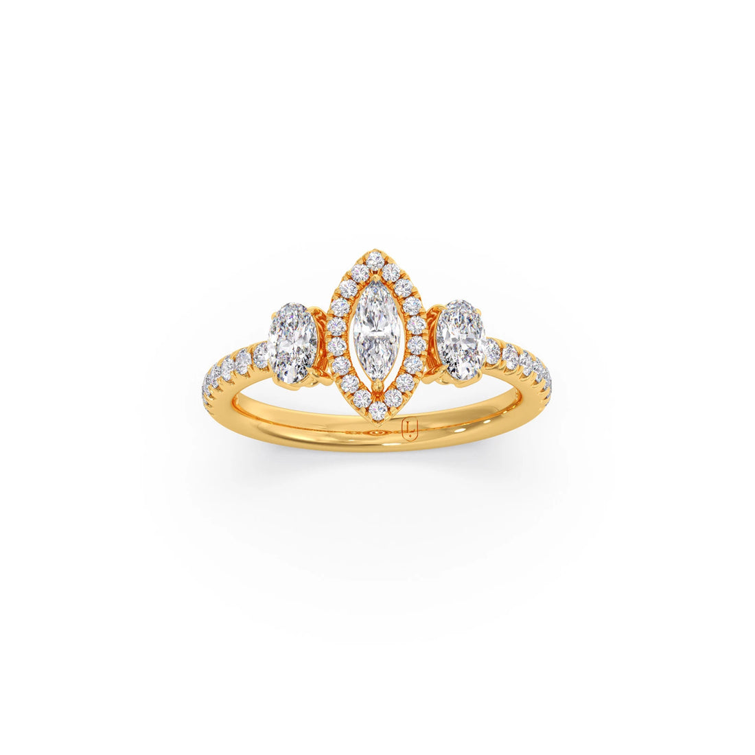 Trilogy Marquise Center with Oval and Round Accents Ring 0.84 Ct