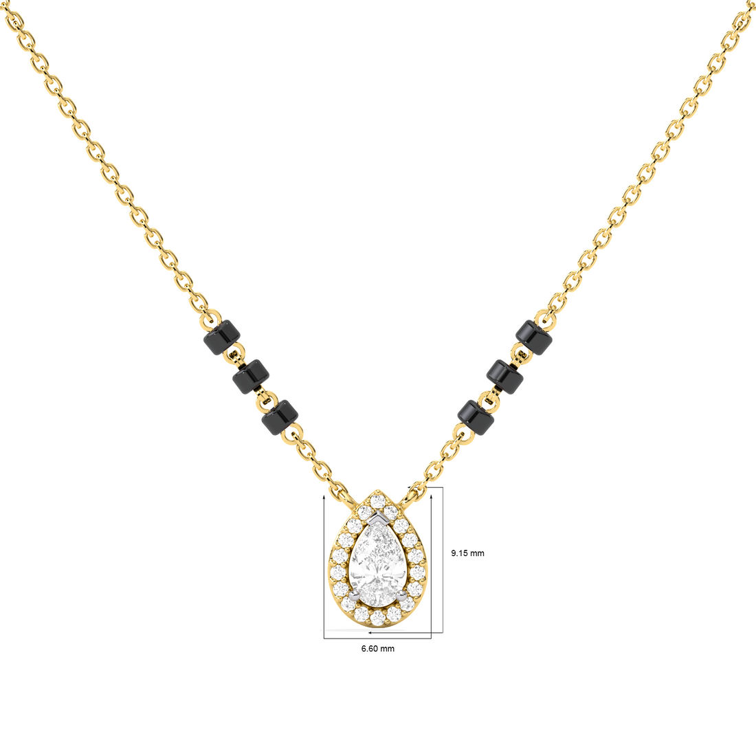 Pear Halo Diamond Mangalsutra Necklace