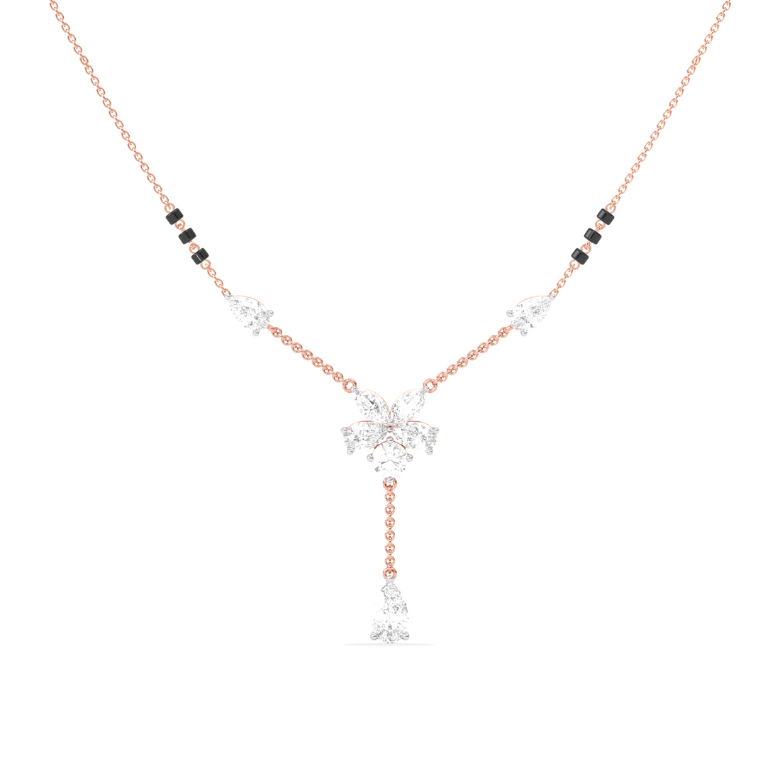 Floral Diamond Drop Mangalsutra Necklace