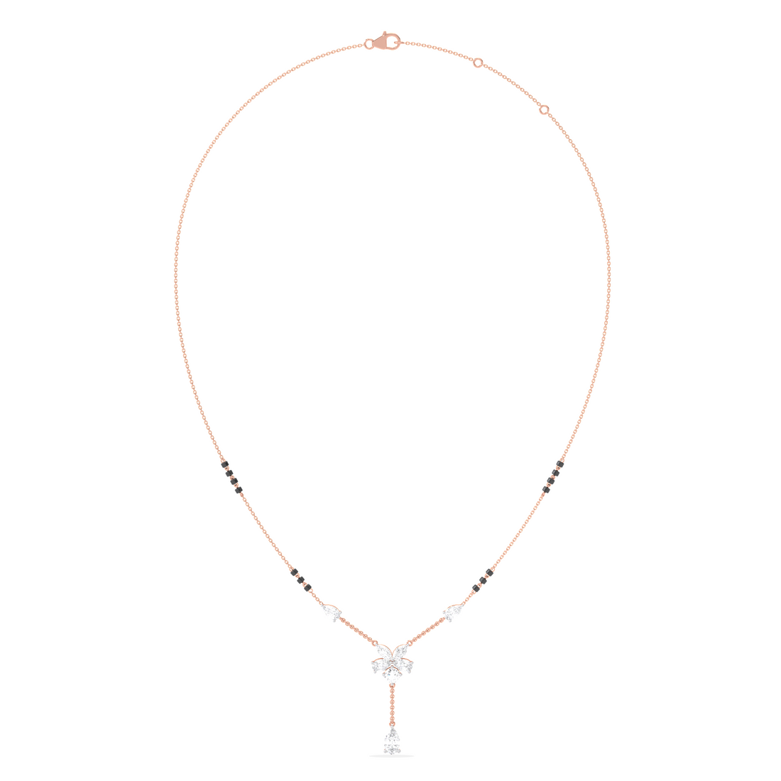 Floral Diamond Drop Mangalsutra Necklace