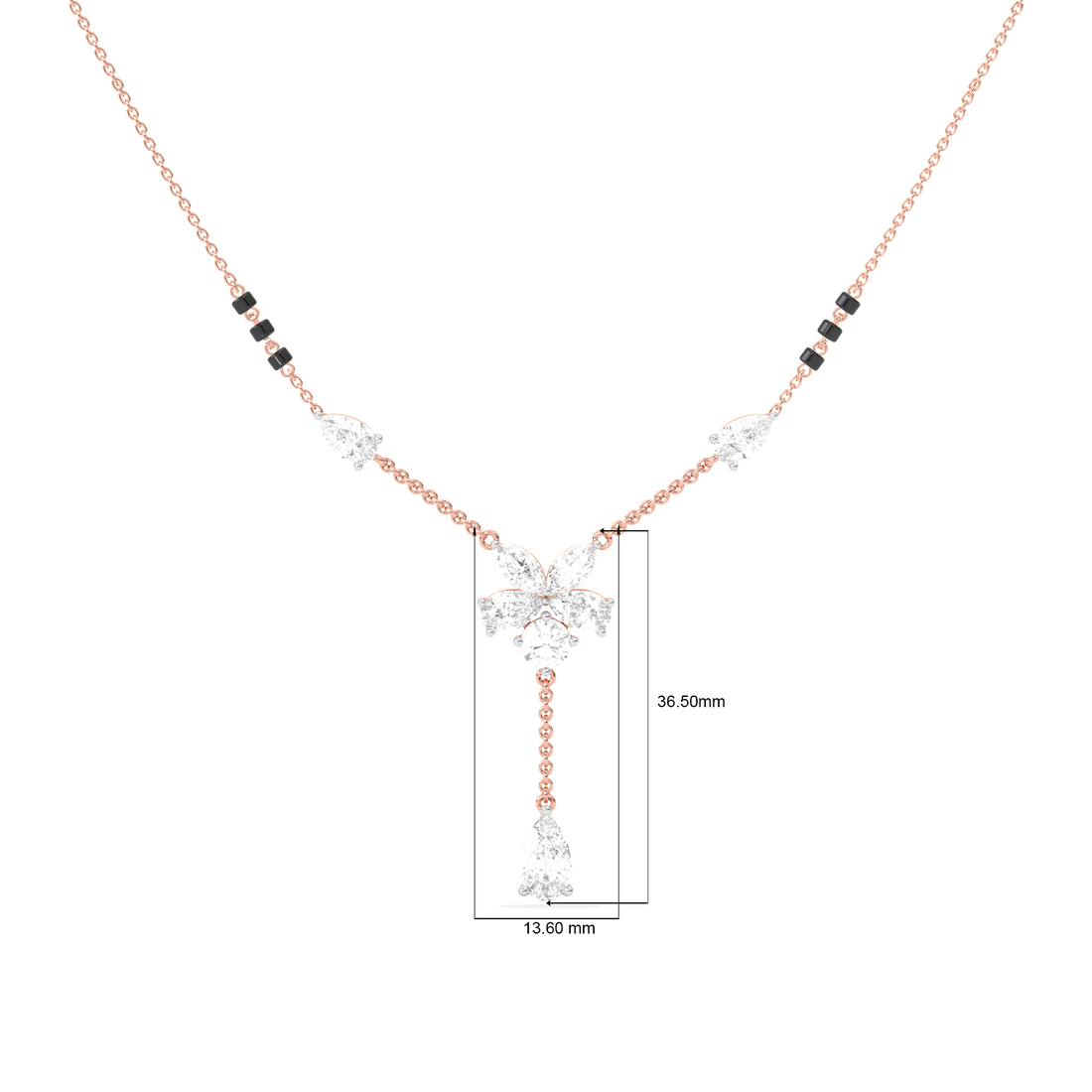 Floral Diamond Drop Mangalsutra Necklace