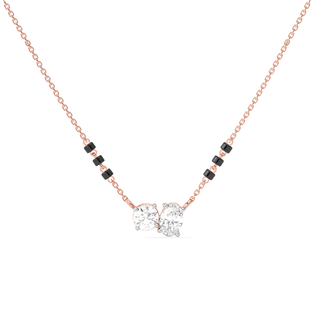 Oval & Round Diamond Mangalsutra Necklace