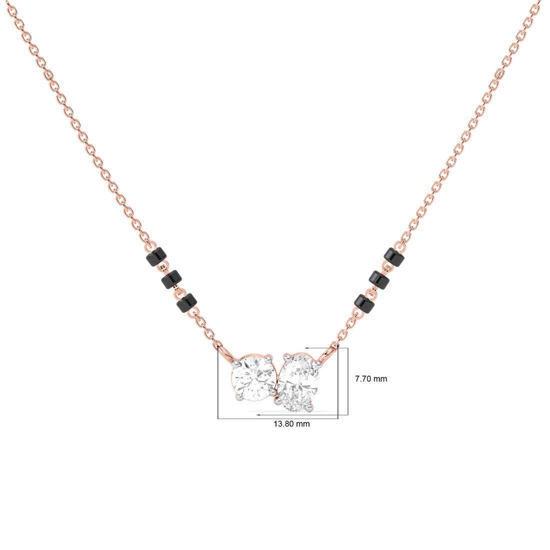 Oval & Round Diamond Mangalsutra Necklace