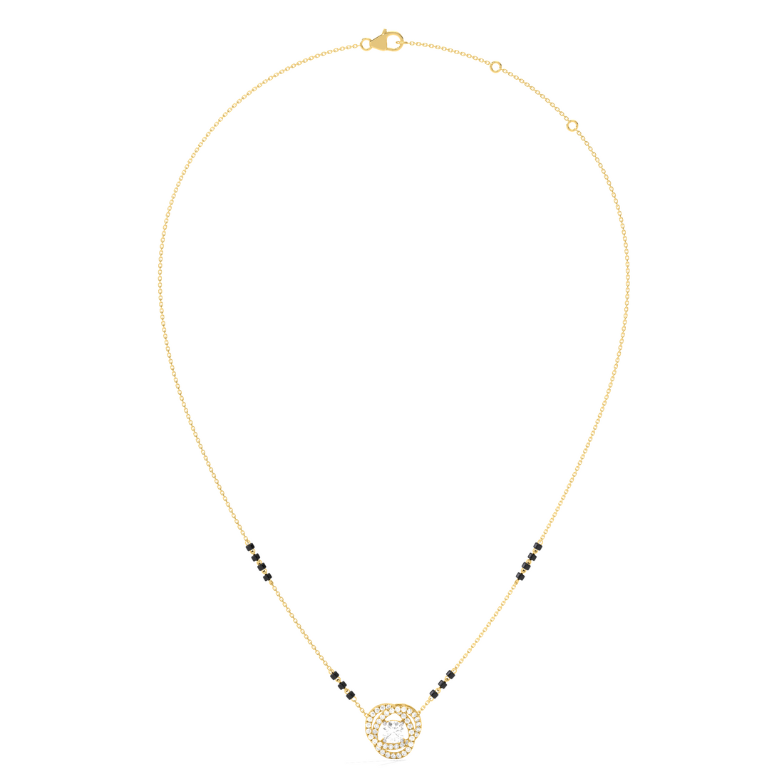 Swirl Halo Diamond Mangalsutra Necklace