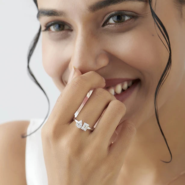 Pear & Emerald-Cut Solitaire Ring
