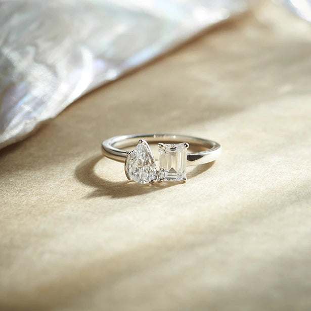 Pear & Emerald-Cut Solitaire Ring