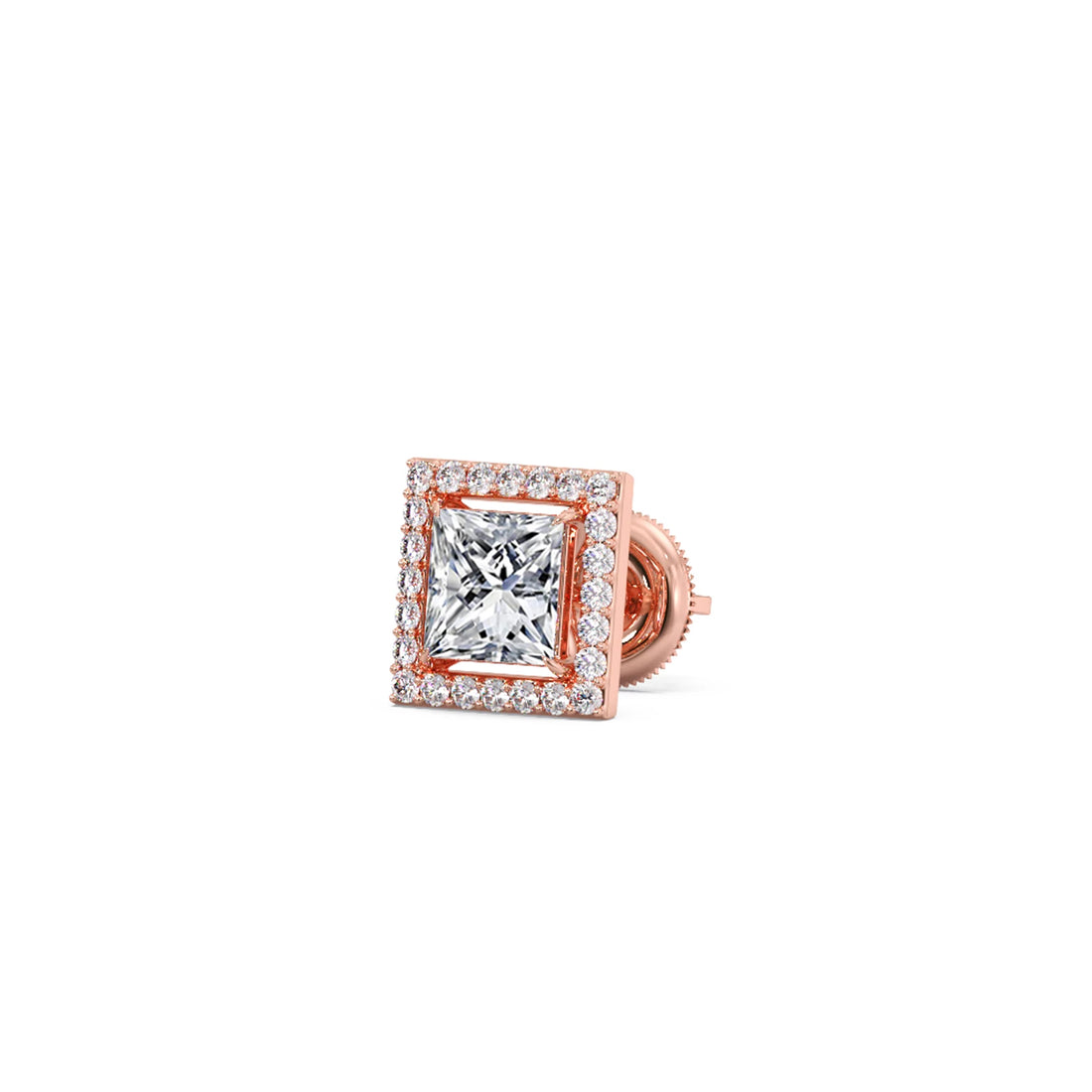 Princess Cut Diamond Halo Stud Earrings