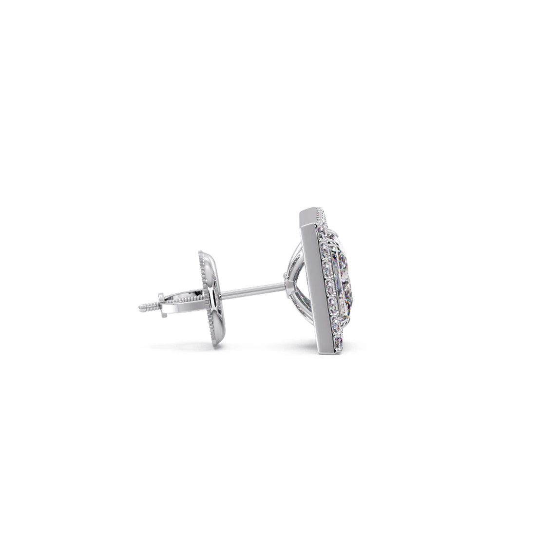 Princess Cut Diamond Halo Stud Earrings