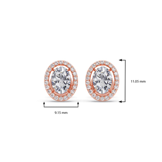 Oval Cut Diamond Halo Stud Earrings