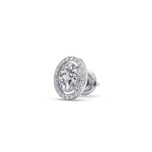 Oval Cut Diamond Halo Stud Earrings