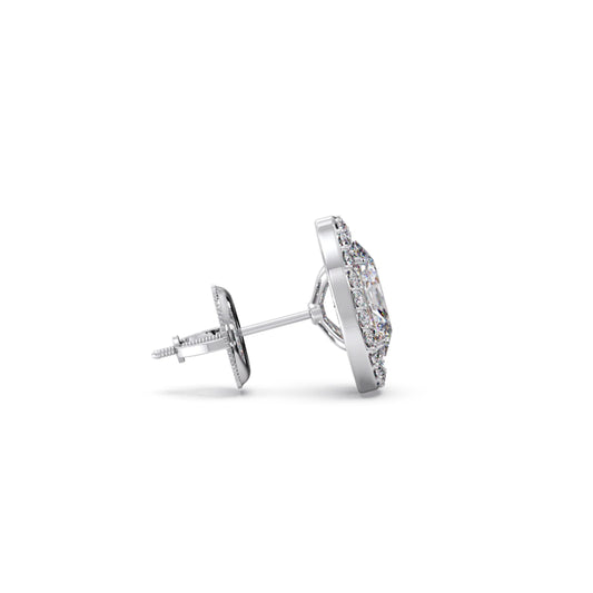 Oval Cut Diamond Halo Stud Earrings