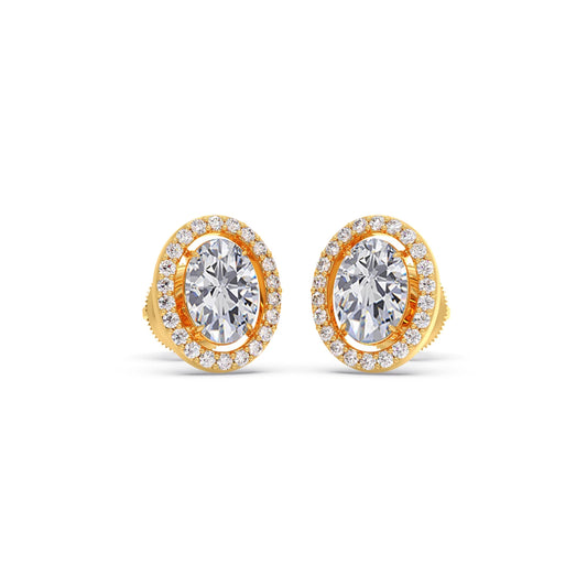 Oval Cut Diamond Halo Stud Earrings