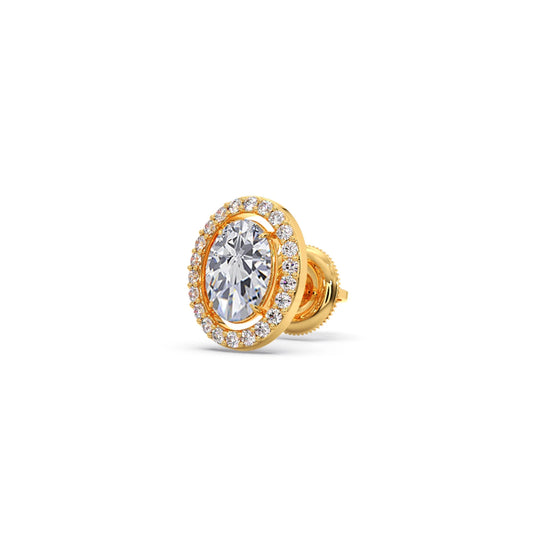 Oval Cut Diamond Halo Stud Earrings