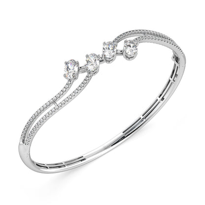 Oval-Cut Diamond Wave Bangle Bracelet