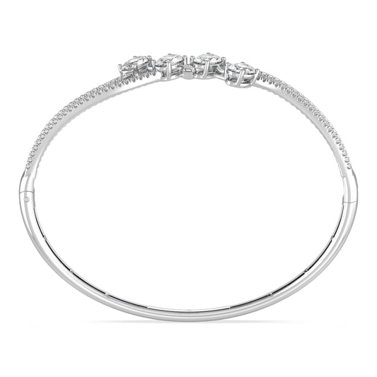 Oval-Cut Diamond Wave Bangle Bracelet