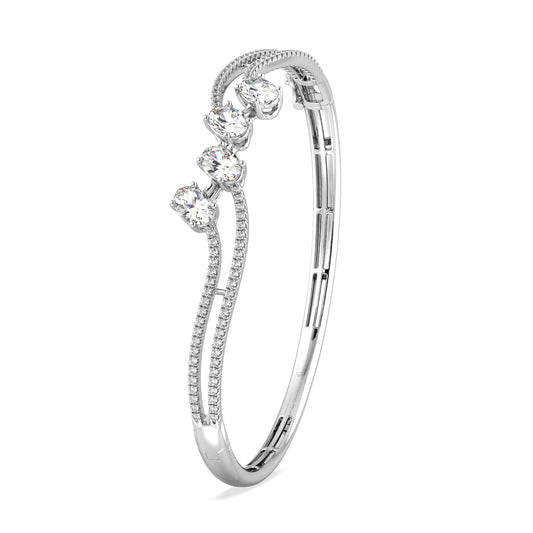 Oval-Cut Diamond Wave Bangle Bracelet