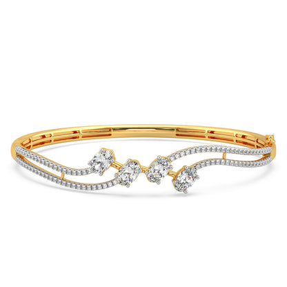 Oval-Cut Diamond Wave Bangle Bracelet