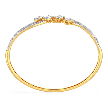 Oval-Cut Diamond Wave Bangle Bracelet