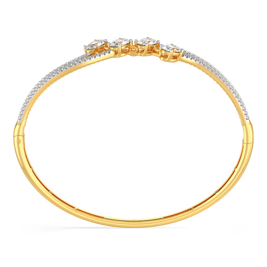 Oval-Cut Diamond Wave Bangle Bracelet