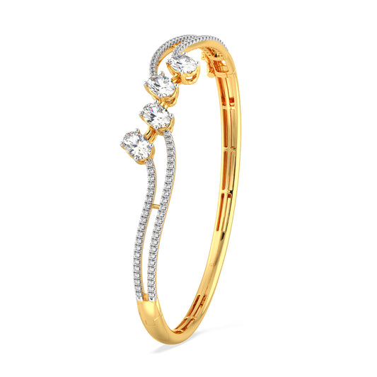 Oval-Cut Diamond Wave Bangle Bracelet